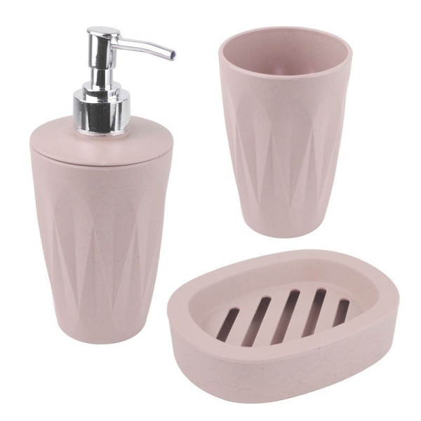 Набор для ванной комнаты пластик 3пр бежевый JC-12547 (48)