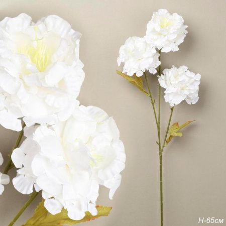 Цветы искусственные 3 белых бутона 65см ZHQ-13 (200)
