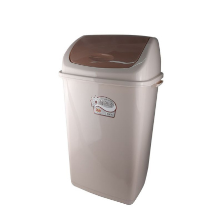 Контейнер для мусора 50л пластик ФАНТАЗИЯ молочный с подвижной крышкой (6)