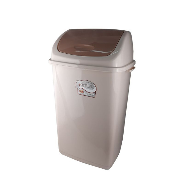 Контейнер для мусора 50л пластик ФАНТАЗИЯ молочный с подвижной крышкой (6)