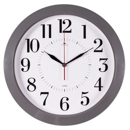 Часы настенные 38,5см пластик РУБИН Классика серые (5)