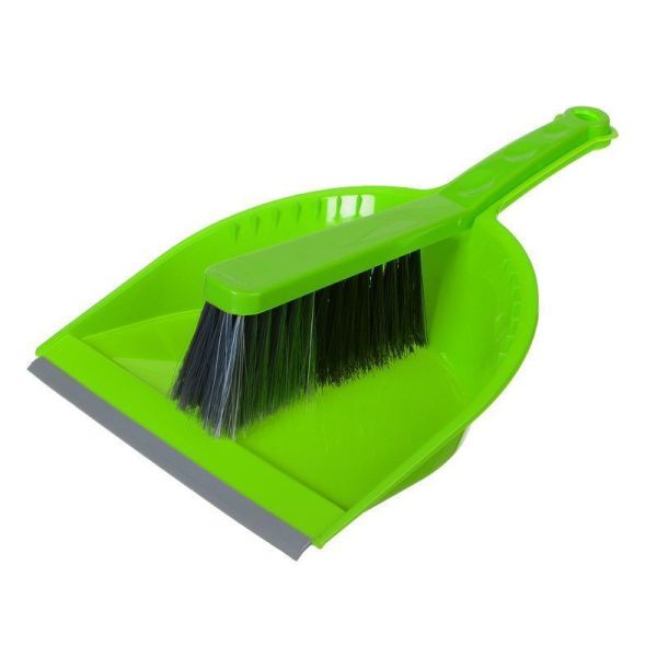 Щетка сметка+совок с резинкой СТАНДАРТ салатовый/ярко-зеленый 80*230*320 (30/24)