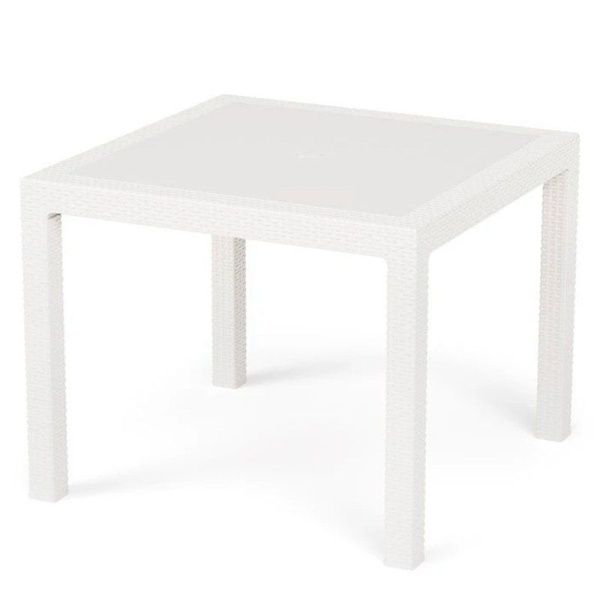 Стол пластик Ротанг-плюс 94*94*74см белый (1)