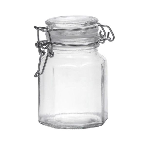 Банка для сыпучих продуктов 100мл стекло с фиксатором JC-15964 (144)