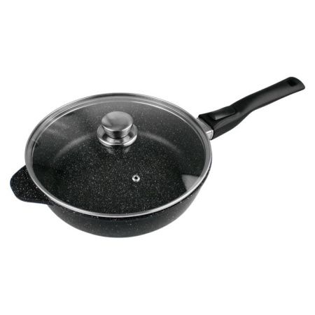 Сотейник 28см алюминий АП ОРИОН стекл.крышка, съемная ручка soft-touch Мрамор (5)