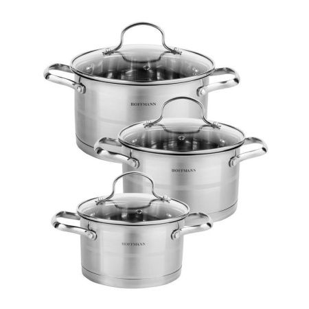 Набор кастрюль 3пр 1,9/2,7/3,6л нерж.сталь стекл.крышки 16/18/20см 3-х сл.капс.дно (4)