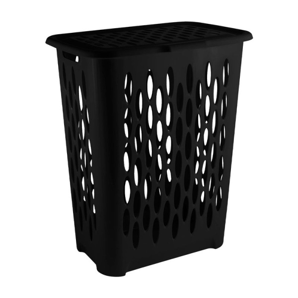 Корзина для белья 37л 42,2*29*51,5см пластик KeeРlex Black с откидной крышкой (4)