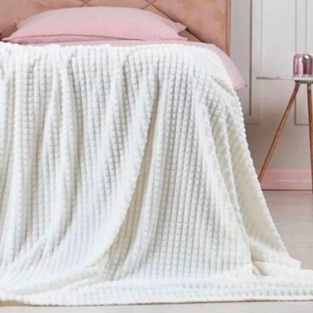 Плед 200*220 велсофт однотонный соты LeSonnet, рис. 001 топленое молоко (пл.200)