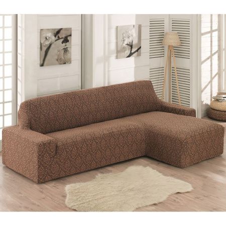 Чехол на диван угловой правосторонний Karna MILANO (Коричневый)