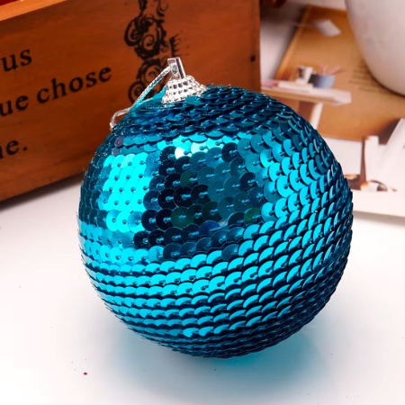 Игрушки новогодние на елку Шар набор 3шт 8см пайетки синие (128) JC-17071