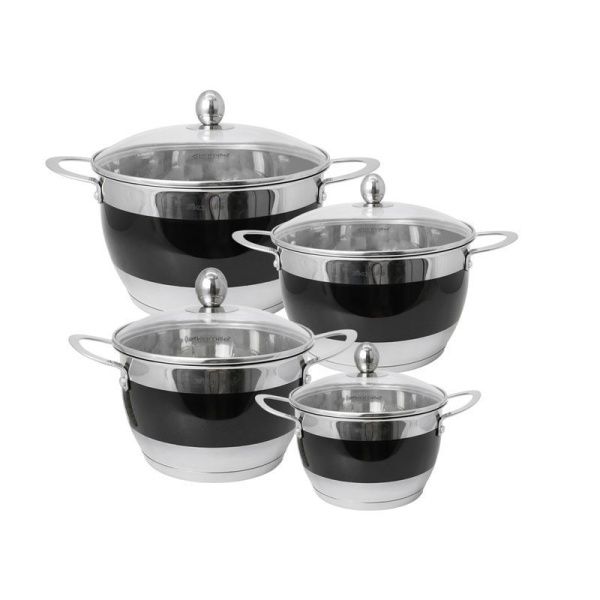 Набор кастрюль 4шт 2/2,7/3,6/5,9л нерж.сталь стекл.крышки арт.5765 (4)