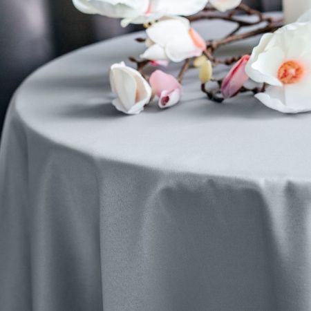 Скатерть 150см полиэстер 86% хлопок 14%  ГЛАДЬ серая 1954Д-01