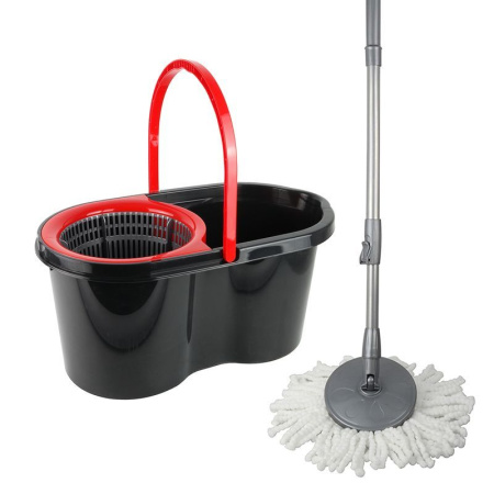 Комплект для влажной уборки 14л пластик ДУНЯ (ведро, швабра с насадкой) красно-черный (1)