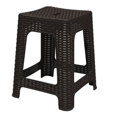 Табурет квадратный 36,3*36,3*44,8см пластик Rattan горячий шоколад/венге (5)