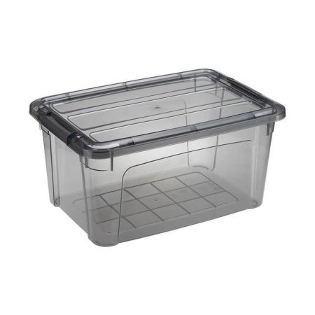 Ящик для хранения 5,7л 200*300*150мм пластик КИП с замками черный прозрачный (5)