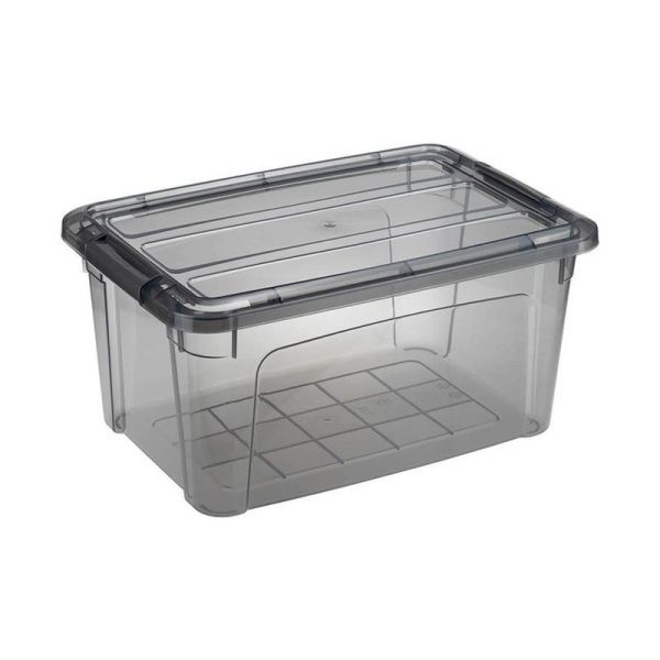 Ящик для хранения 5,7л 200*300*150мм пластик КИП с замками черный прозрачный (5)