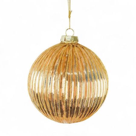 Игрушка новогодняя на елку ШАР 10см стекло золото (48) JC-17142