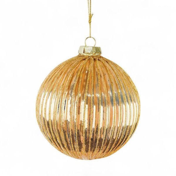 Игрушка новогодняя на елку ШАР 10см стекло золото (48) JC-17142