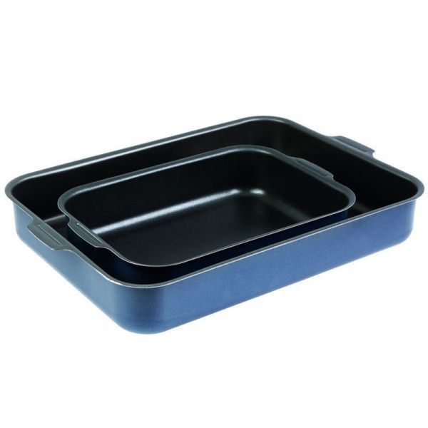 Противень набор 2шт 23*30*5,5/27*35*5,8см алюминий АП AZURE без крышек цельные ручки (5)