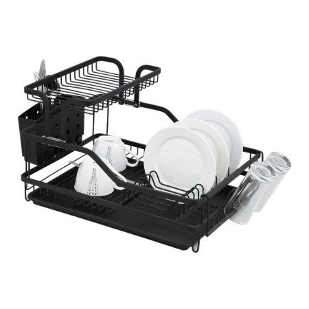 Сушилка для посуды с поддоном 57,5*35*27,5см алюминий черная арт.0750 (6)