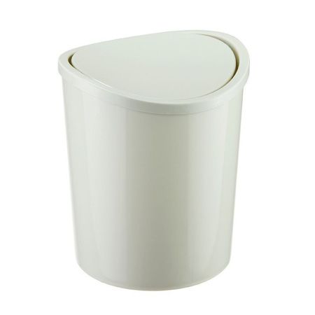 Контейнер для мусора 1,6л Белый ротанг с подвижной крышкой настольный (24)