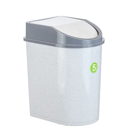 Контейнер для мусора 8л пластик Серый мрамор с подвижной крышкой (12)