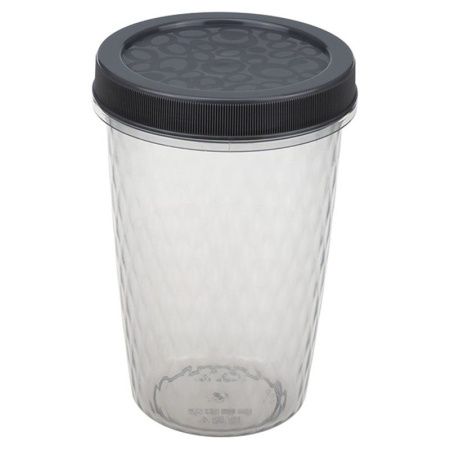 Банка для продуктов 1л пластик РОЛЛ с завинчивающейся крышкой Графитовый (16)