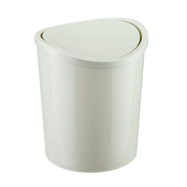 Контейнер для мусора 1,6л Белый ротанг с подвижной крышкой настольный (24)