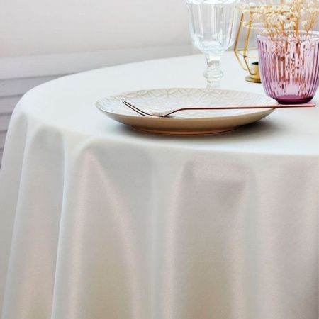 Скатерть 180*150см полиэстер 86% хлопок 14% ГЛАДЬ молочная 1809Б-01