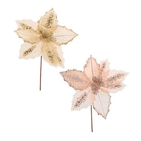 Украшение новогоднее Цветок пуансеттия 30*30*32см, 2 вида