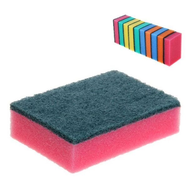 Губка для посуды 10шт. нейлон/поролон ЭКОНОМ с чистящим слоем ГХ002 (30)