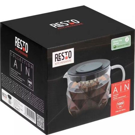 Чайник заварочный 1000мл стекло Ain с мет.ситом (12)