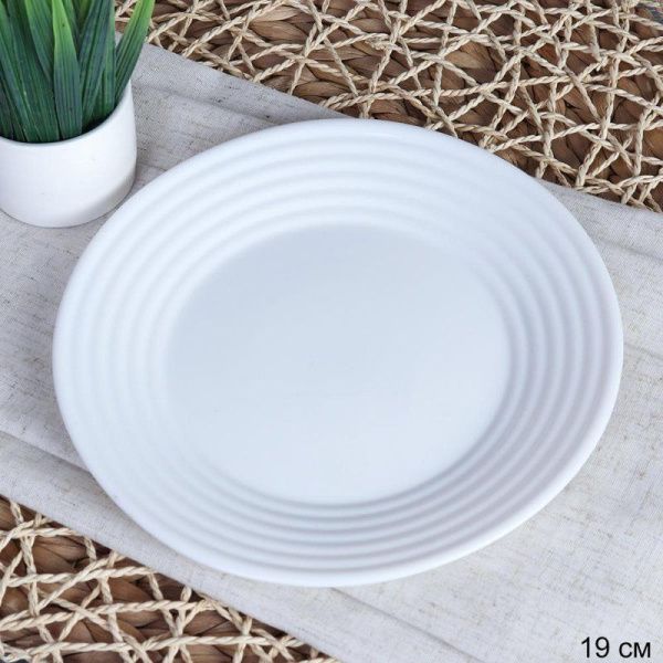 Тарелка мелкая 19см стеклокерамика РИФ десертная LBWP75/6 (WHITE) (72)