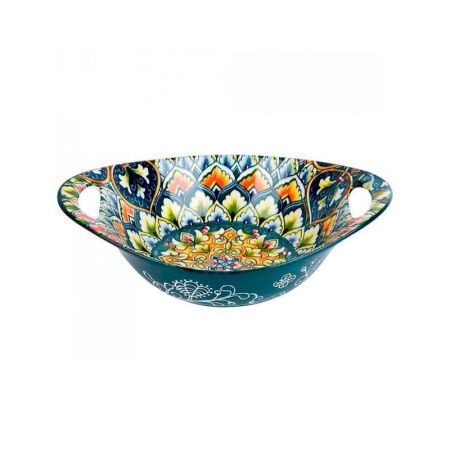 Салатник  22,7*15,2*6,6см фарфор ARABESQUE зеленый овальный с ручками (48)