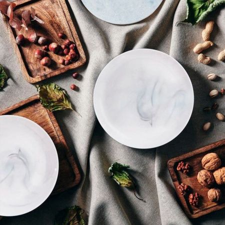 Тарелка мелкая 19см стеклокерамика ДИВАЛИ МАРБЛ БЕЛЫЙ десертная Q8815 (24)