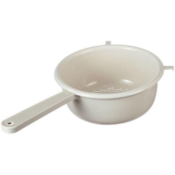 Дуршлаг с ручкой 20см пластик белый ротанг (26)