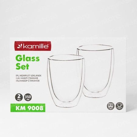 Стаканы с двойными стенками набор 2шт 350мл стекло (24)