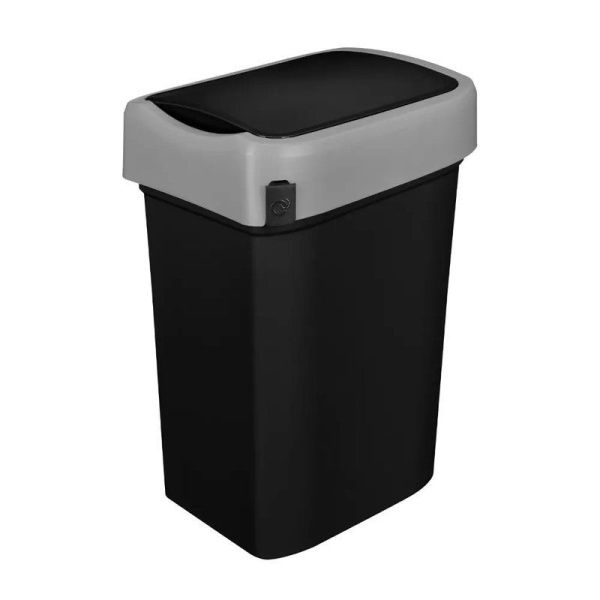 Контейнер для мусора 50л 43*33*63см пластик SMART BIN черный с подвижной крышкой (3)