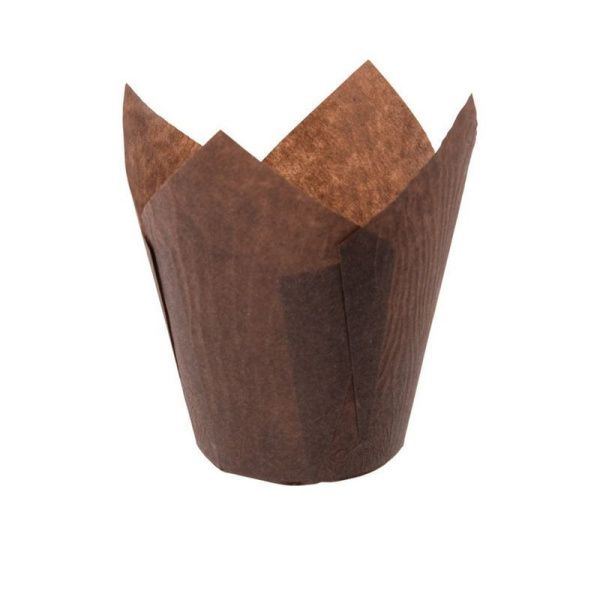 Форма для выпечки 50*80мм бумажная Тюльпан коричневая (250/4000)
