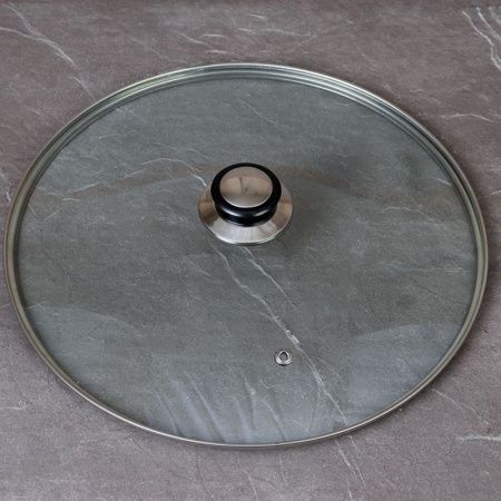 Крышка стекло 30см с комбинированной ручкой метал.ободком YGT-30 (30)