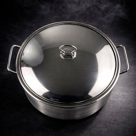 Кастрюля 13,5л 34*18см нерж.сталь с мет.крышкой индукция JC-183