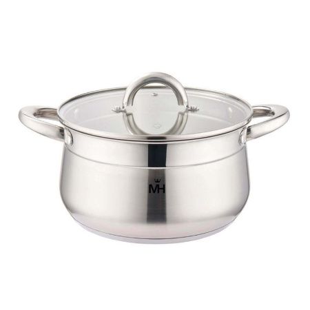 Кастрюля 4,6л h12,5см нерж.сталь стекл.крышка 22см индукция MercuryHaus MC-1689 Skirt (6)