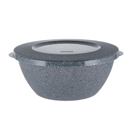 Миска 3л пластик Stone темный камень с крышкой (20)