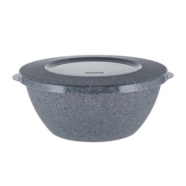 Миска 3л пластик Stone темный камень с крышкой (20)