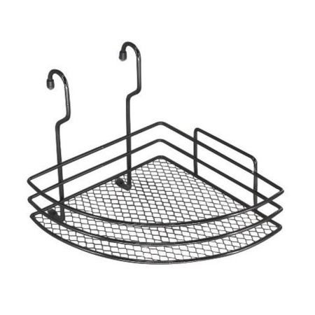Полка угловая 1 ярусная на рейлинг металл 20*22*20см с сетчатым дном RUS-280533 (12)