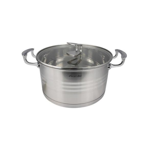 Кастрюля 3,1л нерж.сталь со стекл.крышкой 20см арт. 5855 (6)