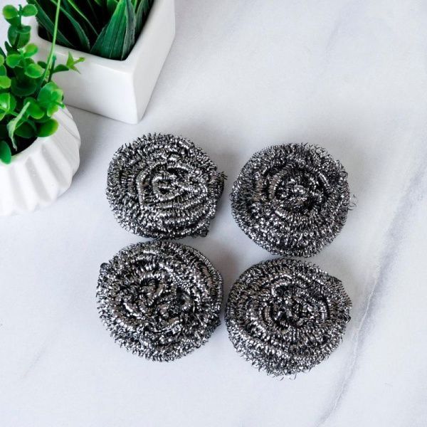 Губка для посуды 4шт металл S4 (500)