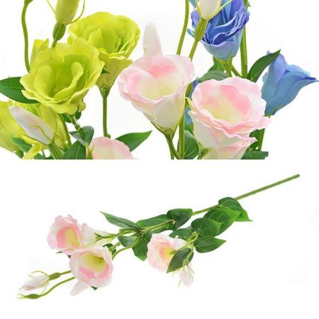 Цветы искусственные Ветка эустомы 80см пластик розовая 7030W (60/240)