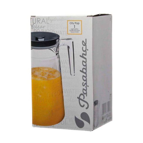 Кувшин 2000мл стекло СИТИ с крышкой серый (6)