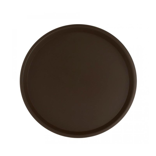 Поднос 41см пластик прорезиненный черный круглый КТ-АП-5КЧ (25)